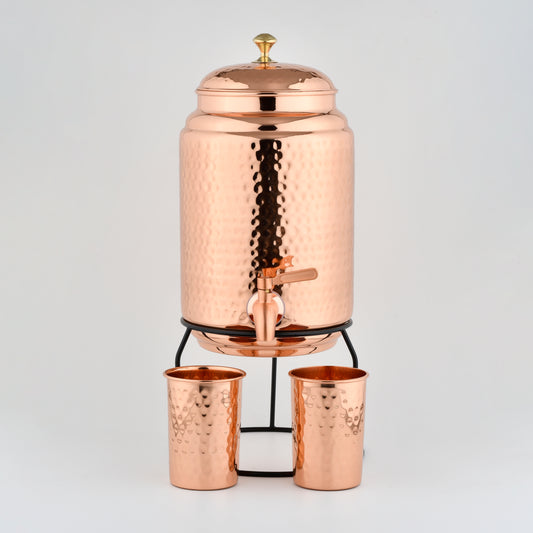 5L Pure Copper Water Dispenser with 100ml Cups & Stand