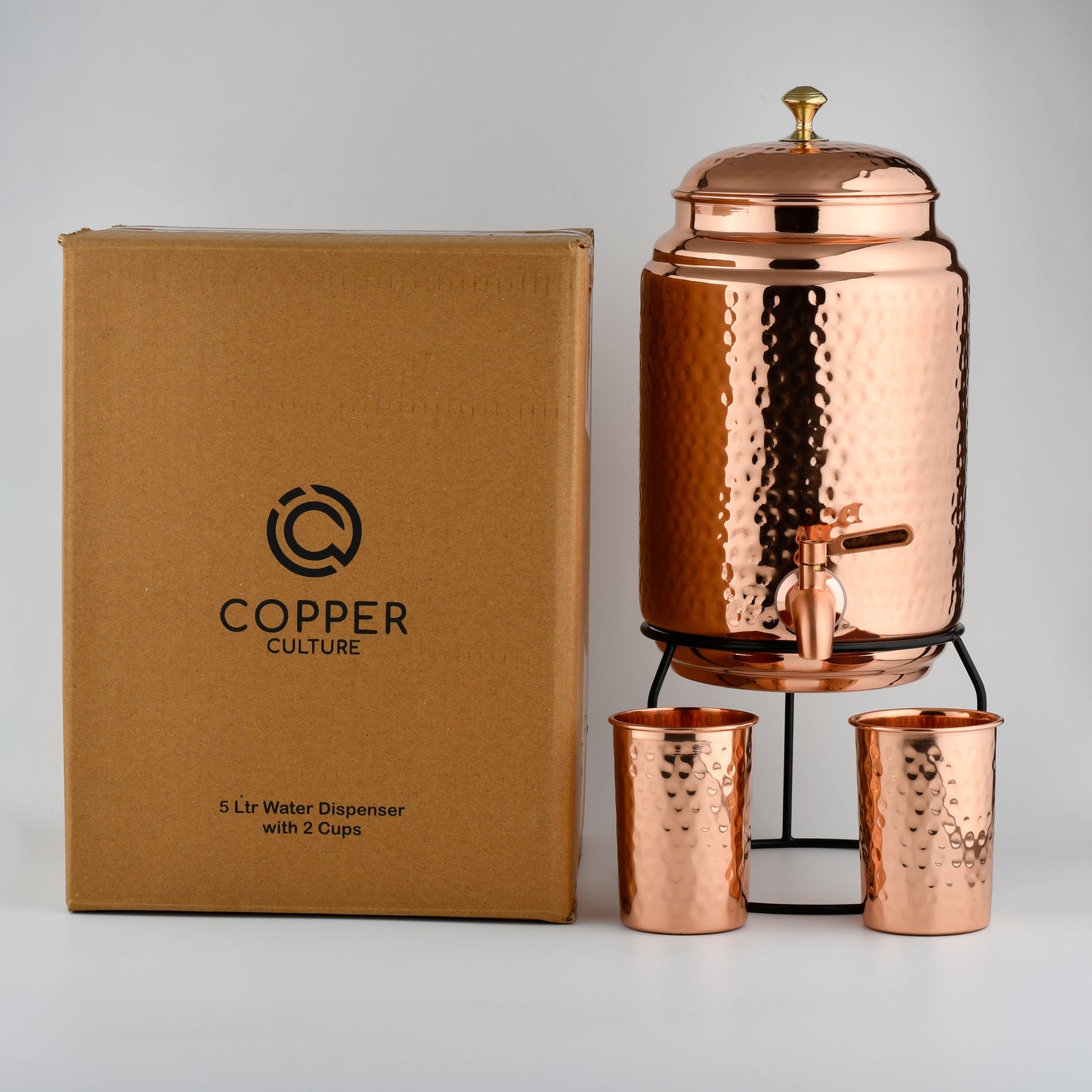 5L Pure Copper Water Dispenser with 100ml Cups & Stand